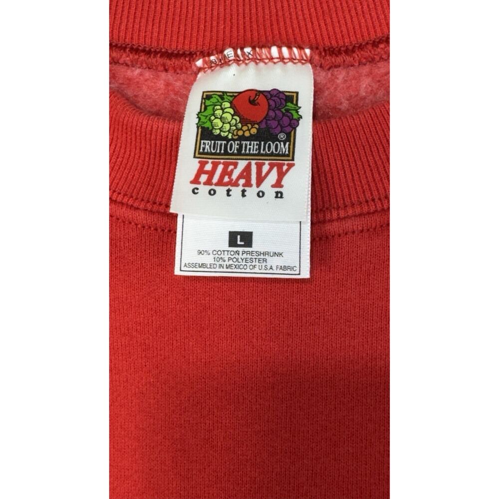 Vintage Fruit of the Loom Heavy Cotton Vikings Embroidered Sweatshirt Red L - Picture 4 of 6
